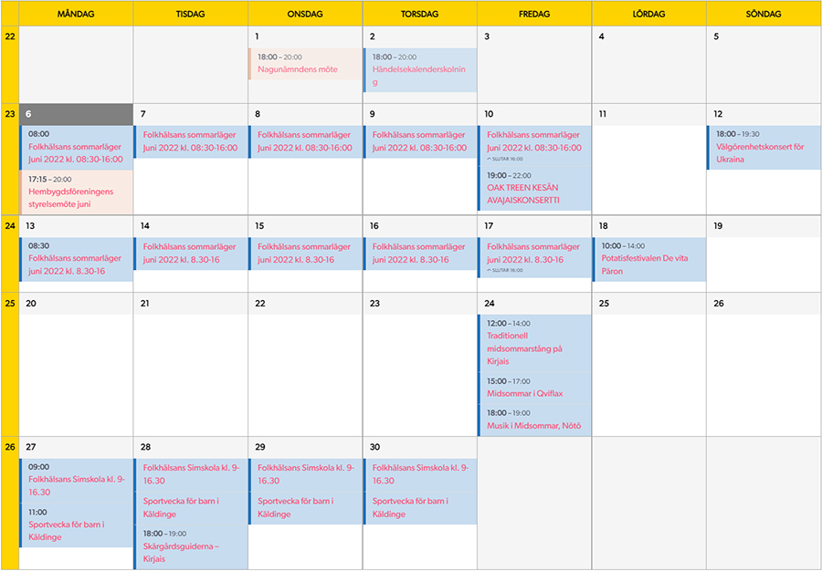 Nauvon tapahtumakalenteri